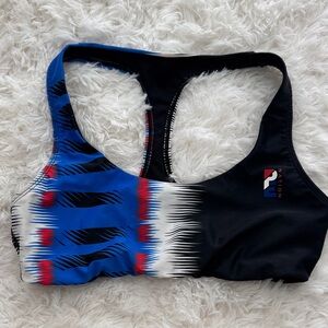 P.E. Nation Racerback Sports Bra in Americana print